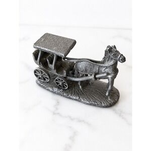 Spoontiques Pewter Horse Carriage Figurine Small Gray Excellent S646 1987
